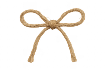 Jute rope bow knot decoration on transparent background