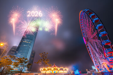Creative concepts image of Hong Kong 2026 fireworks, Happy New years 2026