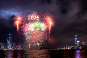 Creative concepts image of Hong Kong 2026 fireworks, Happy New years 2026