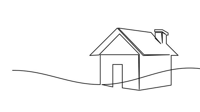 Single Line Art of Minimalist House Design