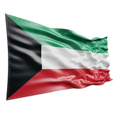 Kuwait flag waving in the wind, isolated on transparent background