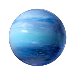 Vibrant blue neptune planet detailed surface clouds isolated on dark backdrop for space exploration