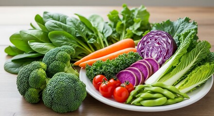 Vibrant Assortment of Fresh, Colorful Vegetables on a Plate for Healthy Eating
