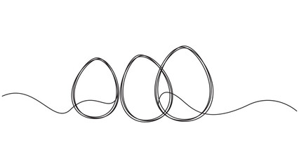 Continuous Line Drawing of Easter Eggs, Minimalist Vector Illustration Concept