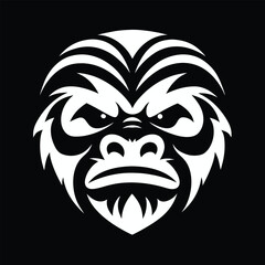 Stylized white gorilla face logo with bold lines and fierce expression on a black background. The design conveys strength and intensity.