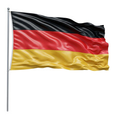 The national flag of germany waving on a flagpole, isolated on transparent background