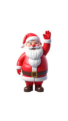 Obraz premium Illustration of a cheerful Santa Claus cartoon character with a red hat, isolated on a white background