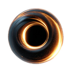 Stunningly rendered image of an atomic black hole emitting swirling luminous energy streams