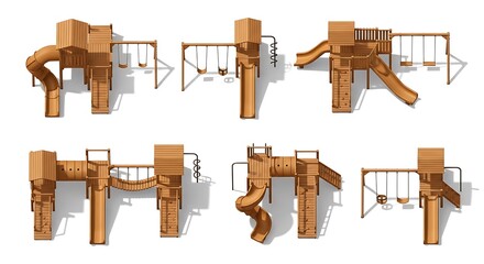 Playground equipment assortment isolated on white background