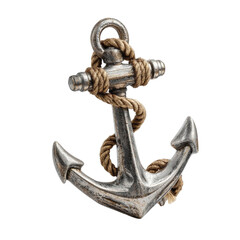 Heavy metallic anchor with thick nautical rope detailed maritime nautical symbol