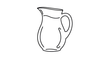 Simple Black Line Drawing of a Pitcher with Liquid.