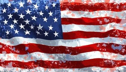 Grunge-style american flag illustration