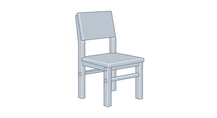 Simple Gray Wooden Chair with Rectangular Backrest.