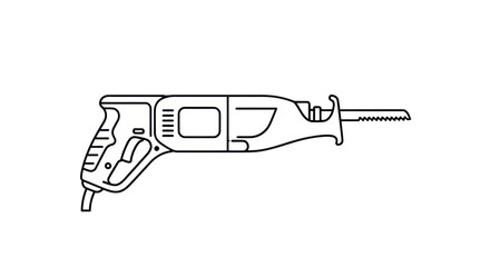 Reciprocating Saw Line Art: Detailed Outline of a Power Tool.