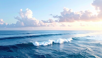 Fototapeta premium Tranquil Ocean Scene with Sunset and Cloudy Sky