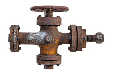 Radiator valve white background architecture corrosion.