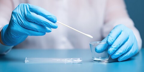 Professional Healthcare Worker Preparing Covid-19 Test Swab with Gloves High-Quality Medical Concept for Public Health and Environmental Campaigns