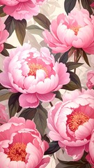 Pink Peony Blossom Garden - A Floral Symphony in Full Bloom.