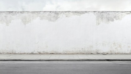 Whitewashed wall beside a city sidewalk