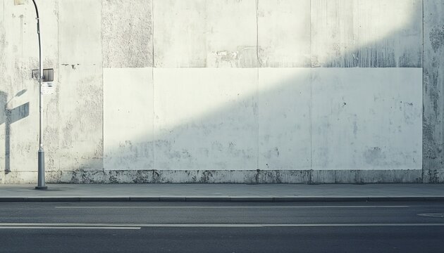 Blank billboard on a city street with a lamp post