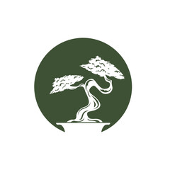 circle bonsai brand logo icon vector element design