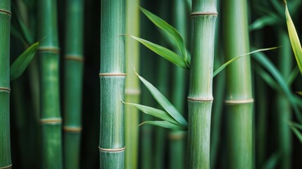 Fototapeta premium Lush green bamboo grove, natural background, close-up, nature