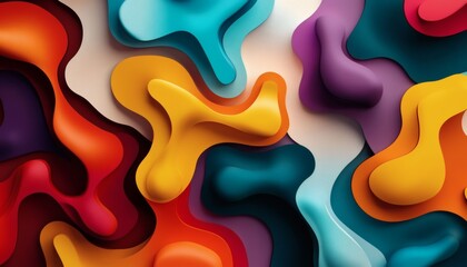 Abstract liquid shapes in vibrant colors