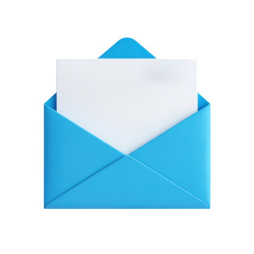 Open Light Blue Envelope with Crisp White Letter
