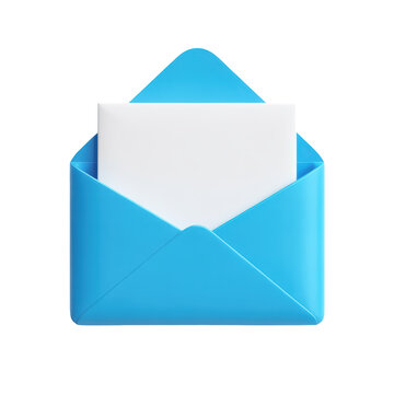 Open Light Blue Envelope with Crisp White Letter