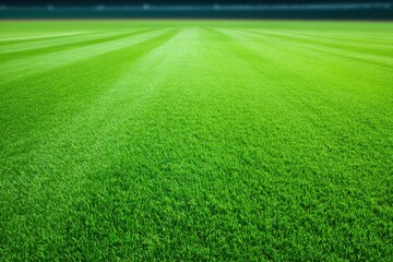 Obraz premium Premium professional baseball stadium turf with perfectly maintained grass and mowing lines for modern sports marketing and groundskeeping campaigns