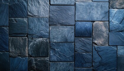 Dark blue slate stone wall texture background