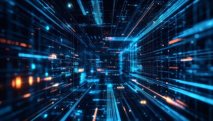 Abstract digital data stream flowing through a network