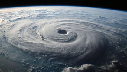 Powerful hurricane swirls over the earth, seen from space