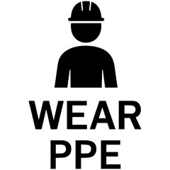 PPE required icon with transparent background &mdash; representing personal protective equipment, workplace safety, or industrial safety compliance.
