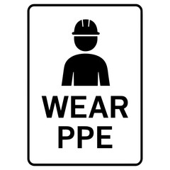 PPE required icon with transparent background — representing personal protective equipment, workplace safety, or industrial safety compliance.
