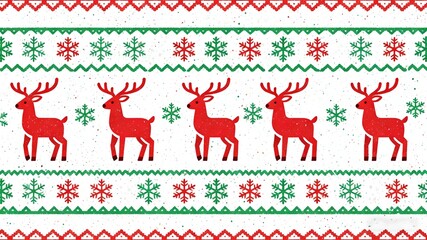 Reindeer and Snowflake Pattern Christmas - Style Knitted Texture Background