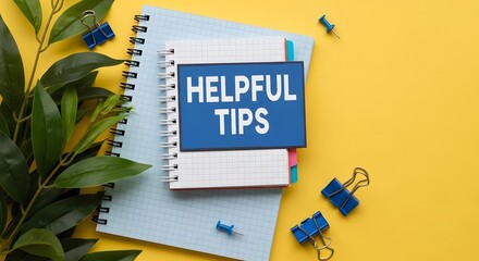 Discover helpful tips and tricks with this vibrant, colorful workspace featuring stationery, notebook, and creative accessories for ultimate productivity