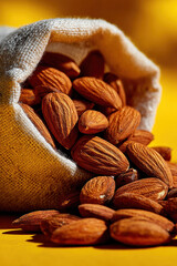 almonds on a black background