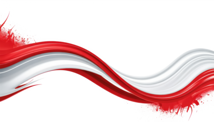 Dynamic Red and White Wave Motion Artwork