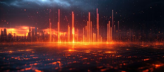 Fototapeta premium Fiery Futuristic Cityscape.