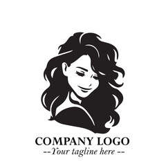 Beautiful Woman Logo Symbol in Black on White Background with Elegant Minimal and Modern Design