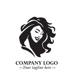 Beautiful Woman Logo Symbol in Black on White Background with Elegant Minimal and Modern Design