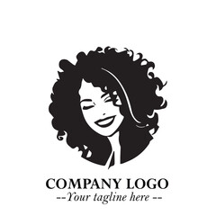 Beautiful Woman Logo Symbol in Black on White Background with Elegant Minimal and Modern Design