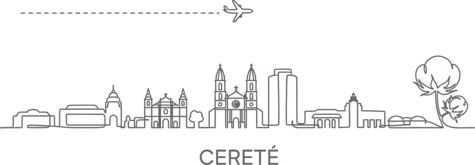 Obraz premium Cerete Skyline with Airplane and Cotton Plant