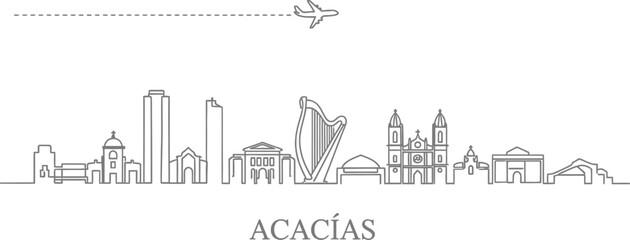 Fototapeta premium Acacias City Skyline with Airplane and Dash Trail