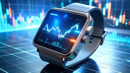 Modern Smartwatch Displaying Stock Market Data - Powered by Adobe