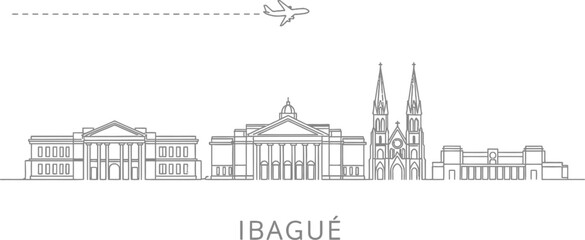 Fototapeta premium Ibagué Colombia Skyline with Airplane