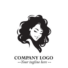 Beautiful Woman Logo Symbol in Black on White Background with Elegant Minimal and Modern Design