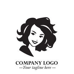 Beautiful Woman Logo Symbol in Black on White Background with Elegant Minimal and Modern Design