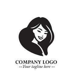 Beautiful Woman Logo Symbol in Black on White Background with Elegant Minimal and Modern Design